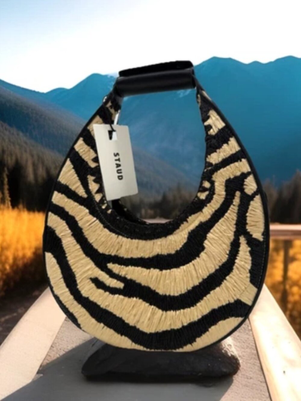 STAUD Moon Raffia Tote